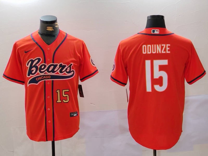 Men Chicago Bears #15 Odunze Orange Joint Name 2024 Nike Limited NFL Jersey style 2->customized mlb jersey->Custom Jersey